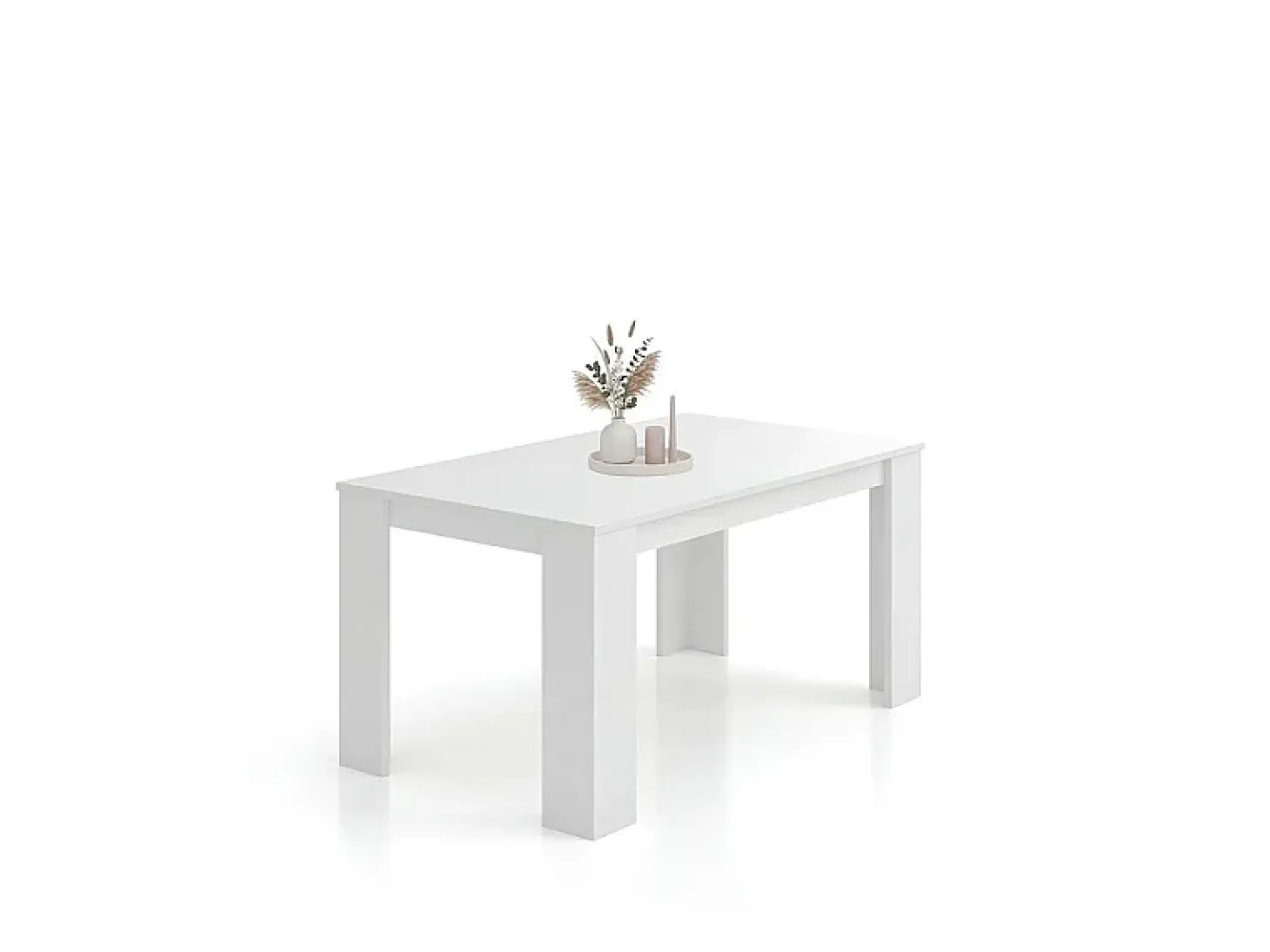 Mesa de comedor fija en blanco artik 140X80 cm Naya Blanco Artik (Blanco Mate)
