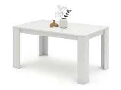Mesa de comedor fija en blanco artik 140X80 cm Naya Blanco Artik (Blanco Mate)