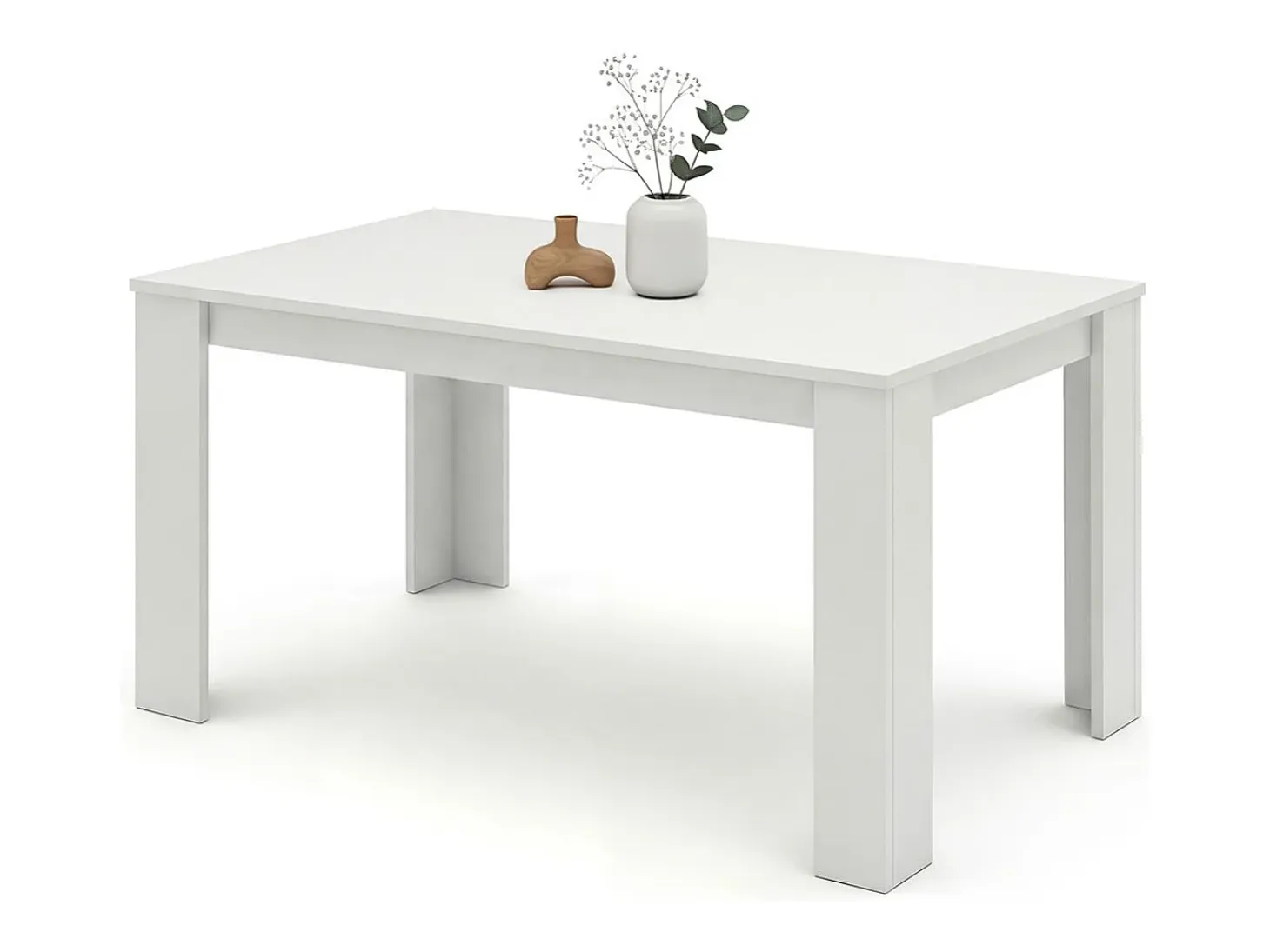 Mesa de comedor fija en blanco artik 140X80 cm Naya Blanco Artik (Blanco Mate)