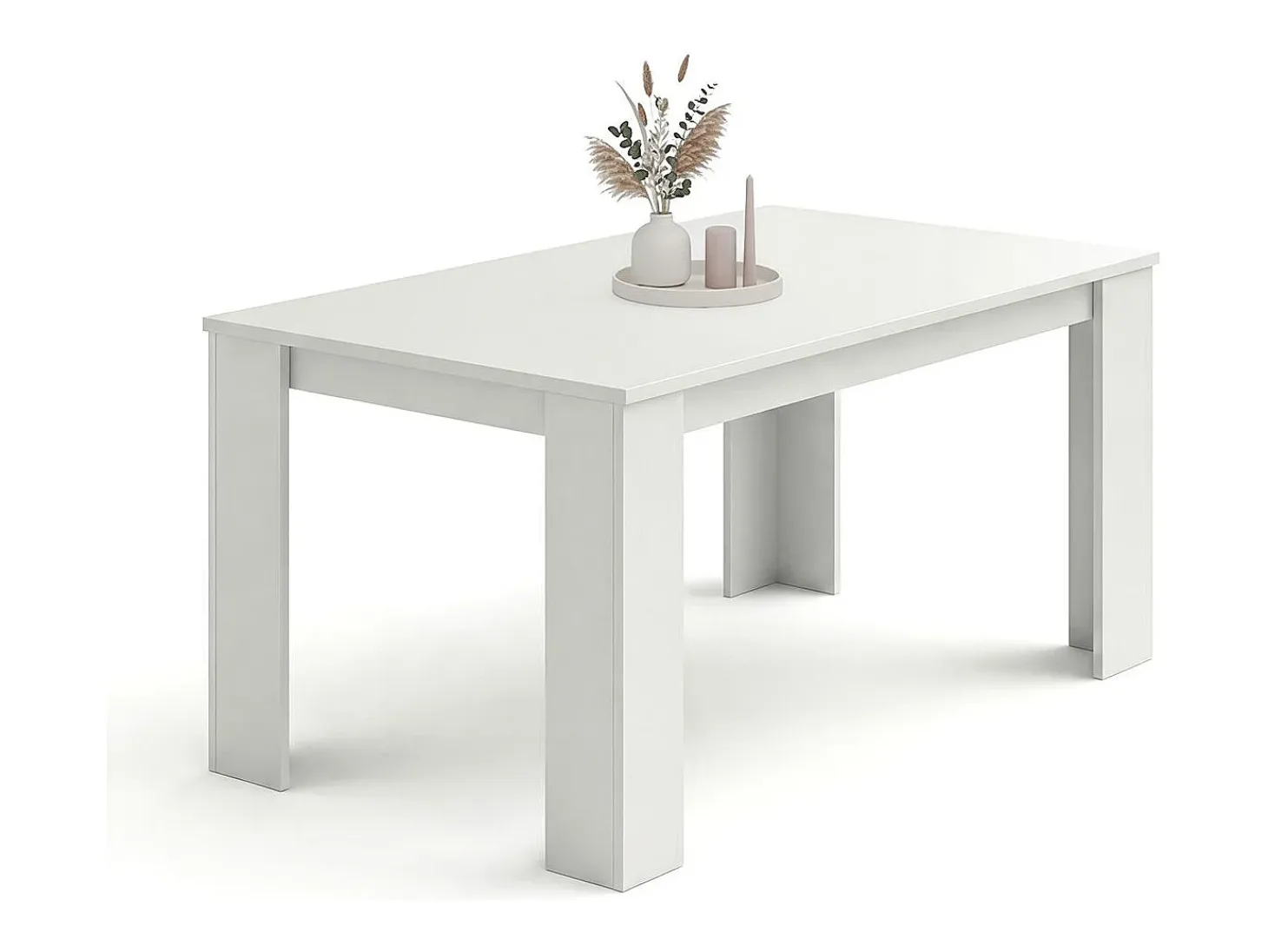 Mesa de comedor fija en blanco artik 140X80 cm Naya Blanco Artik (Blanco Mate)
