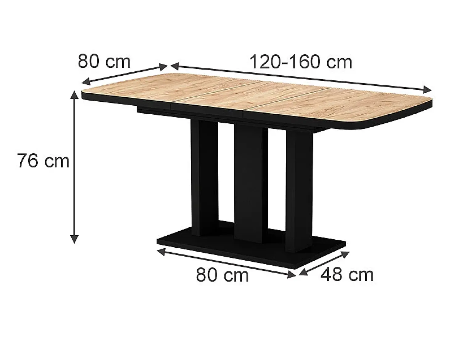Mesa de comedor goldkraft roble/negro 120x80x77.3 fenaro