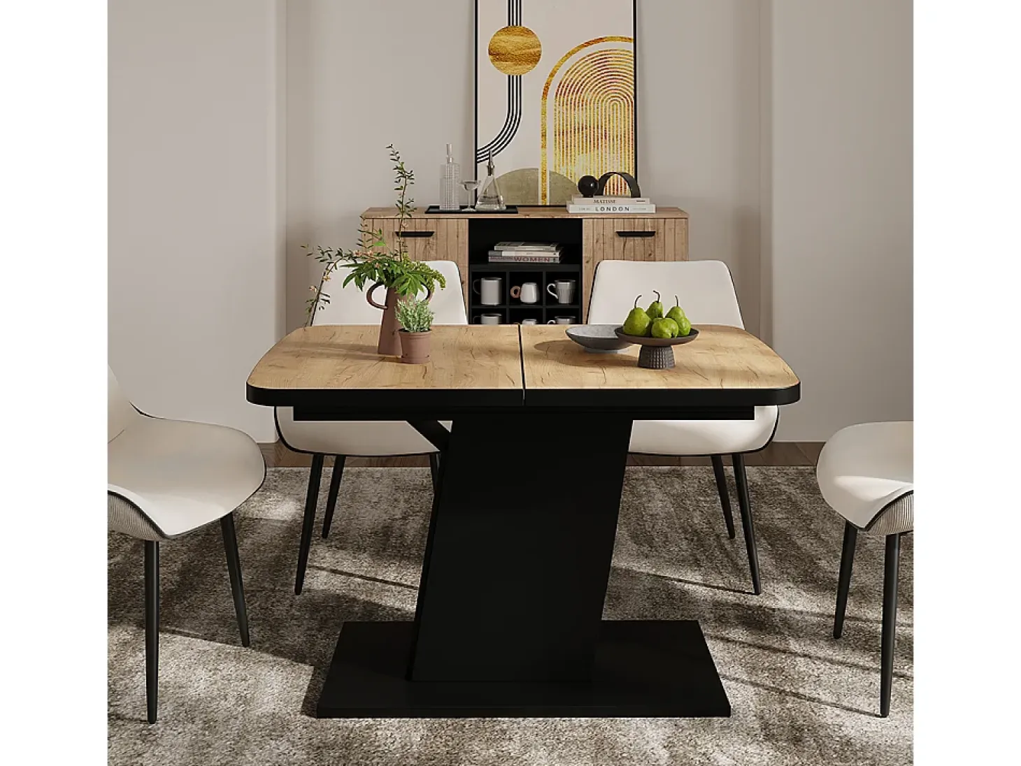Mesa de comedor goldkraft roble/negro 120x80x77.3 fenaro