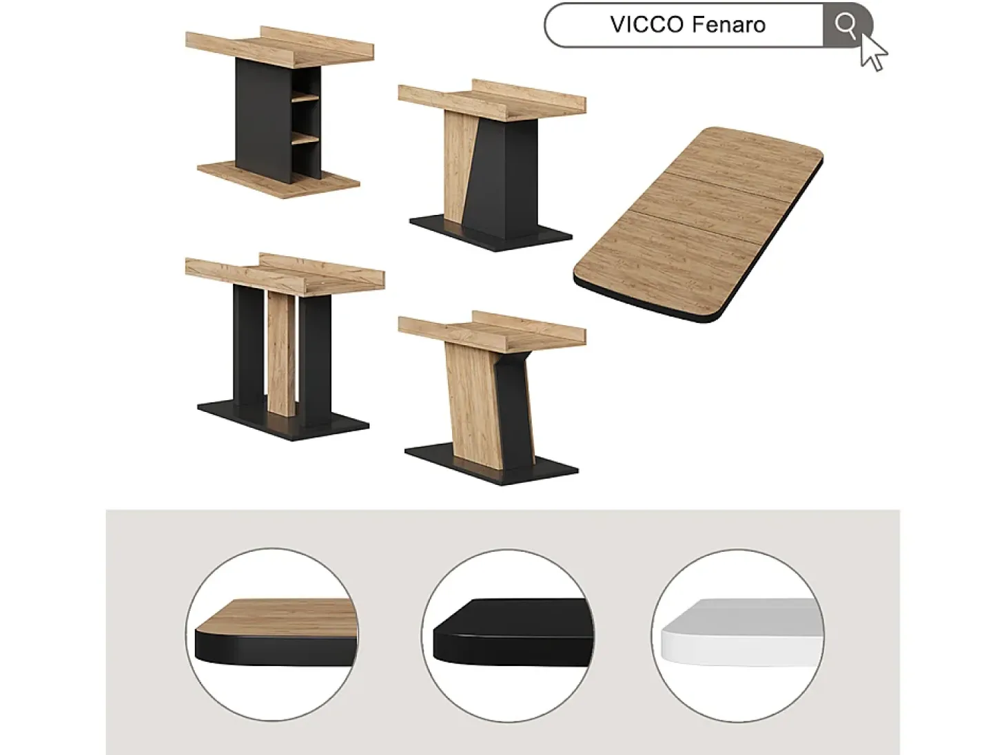 Mesa de comedor goldkraft roble/negro 120x80x77.3 fenaro