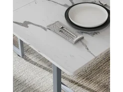 Mesa de comedor gris/mármol-blanco 140x80x75 merido