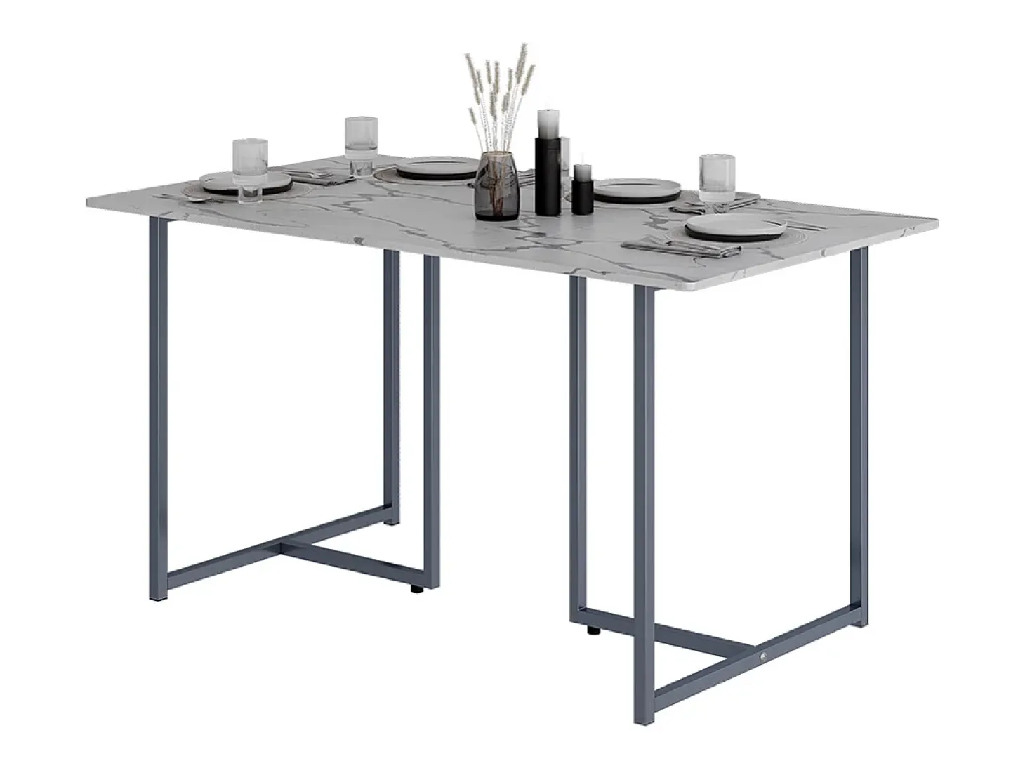 Mesa de comedor gris/mármol-blanco 140x80x75 merido