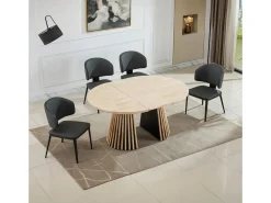 Mesa de comedor Grove redonda extensible nordish 76x120-160-200x120 cm Adec
