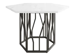Mesa de comedor hexagonal para 4-6 personas - patas de metal negro - blanco (115,5 x 115,5 x 75 cm)