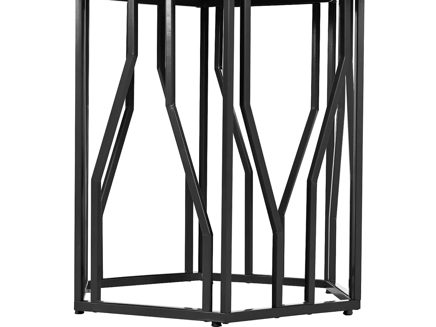 Mesa de comedor hexagonal para 4-6 personas - patas de metal negro - blanco (115,5 x 115,5 x 75 cm)
