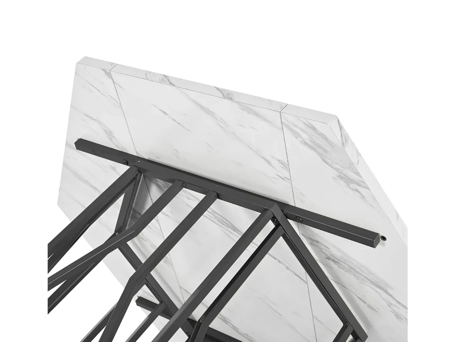 Mesa de comedor hexagonal para 4-6 personas - patas de metal negro - blanco (115,5 x 115,5 x 75 cm)