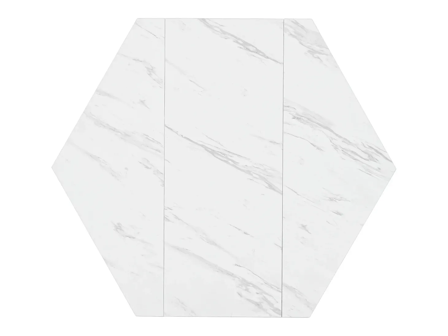 Mesa de comedor hexagonal para 4-6 personas - patas de metal negro - blanco (115,5 x 115,5 x 75 cm)