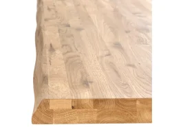 Mesa de comedor industrial Antika – Roble macizo claro y patas de metal en forma de X-Color Natural y negro-Anchura 200 cm