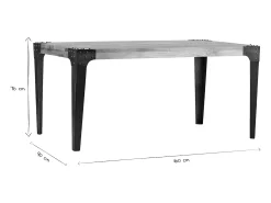 Mesa de comedor industrial acero y madera L160 MADISON
