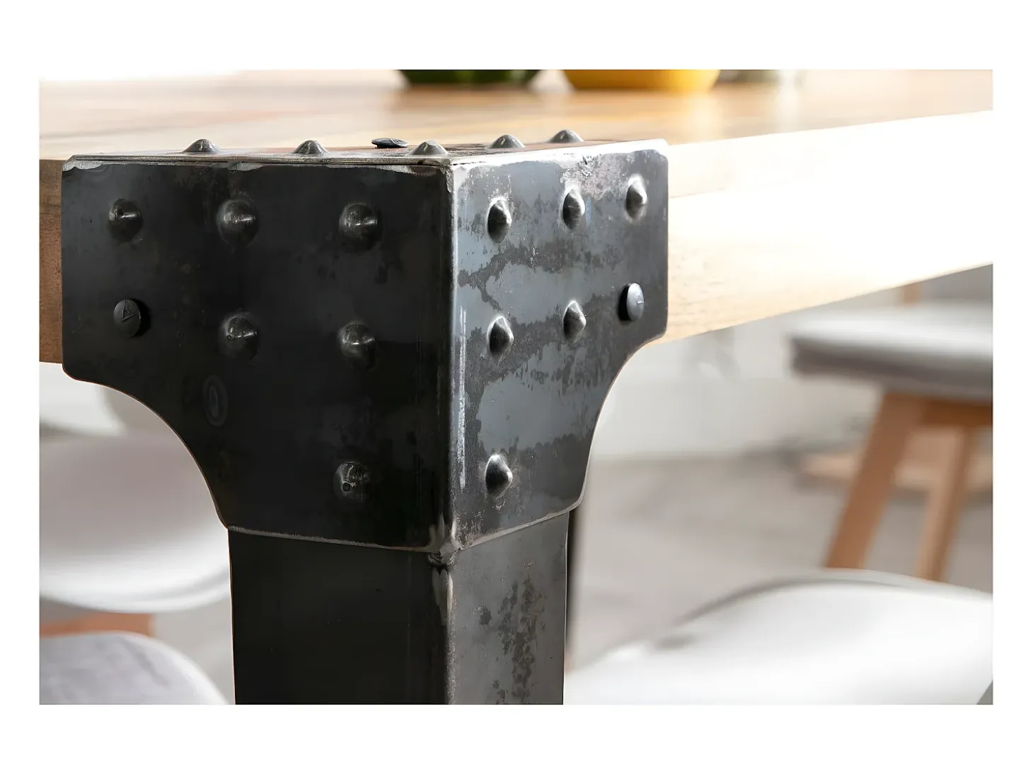 Mesa de comedor industrial acero y madera L160 MADISON