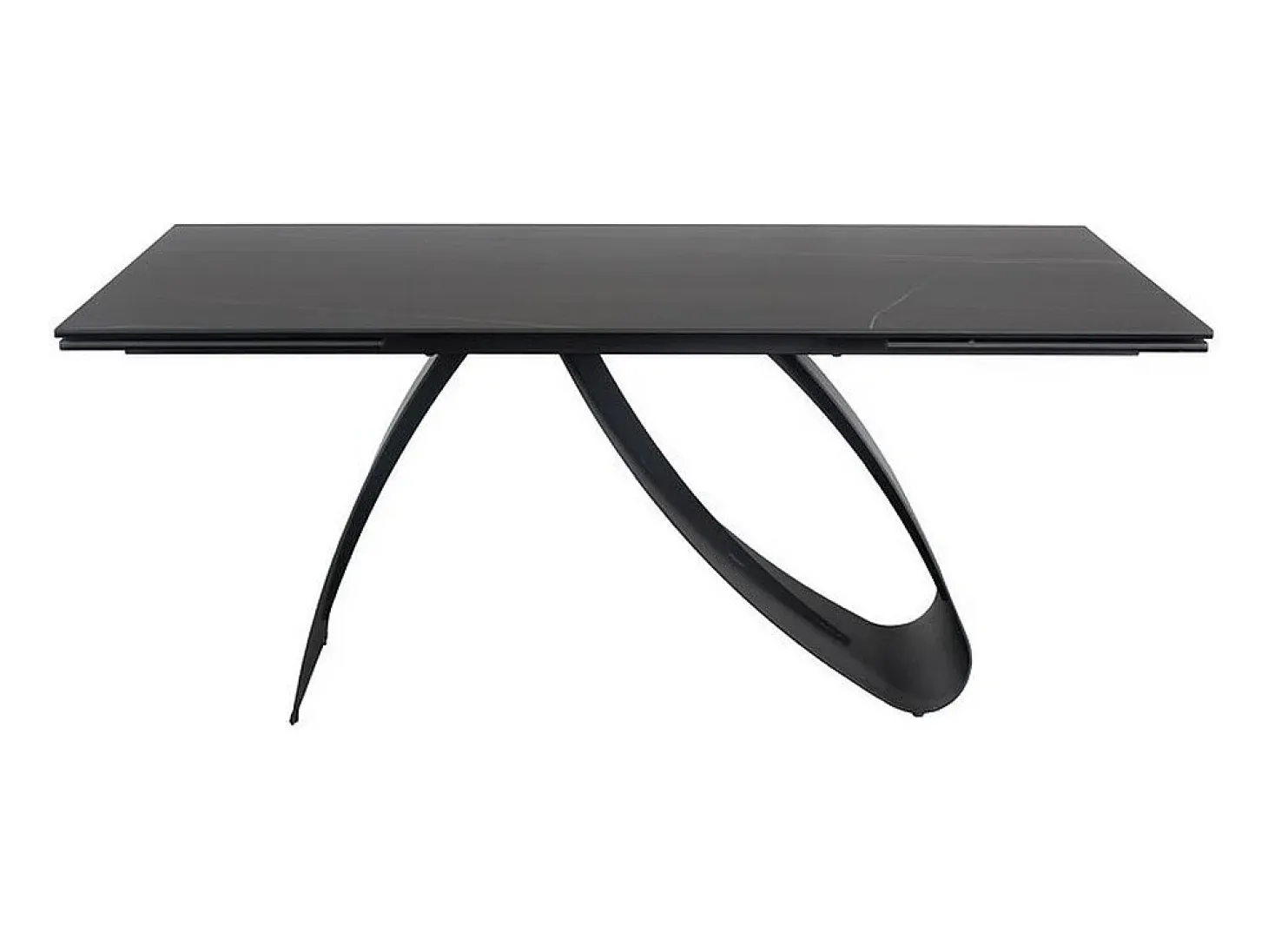 Mesa de comedor Justine de cerámica negra y cristal templado
