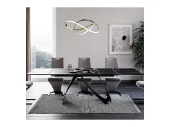 Mesa de comedor Justine de cerámica negra y cristal templado