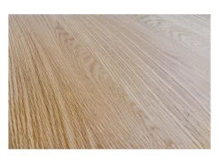 Mesa de comedor KANOVA 120 cm – Tablero redondo de roble claro y pie central de diseño – Estilo contemporáneo