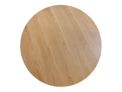 Mesa de comedor KANOVA 120 cm – Tablero redondo de roble claro y pie central de diseño – Estilo contemporáneo