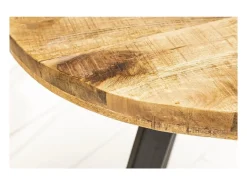 Mesa de comedor LODEN 80 cm – Tablero redondo de madera maciza de mango y estructura de metal negro