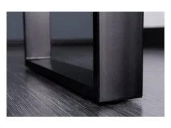 Mesa de comedor LODEN 120 cm Tablero de madera maciza de sheesham barnizado Patas en U de metal negro