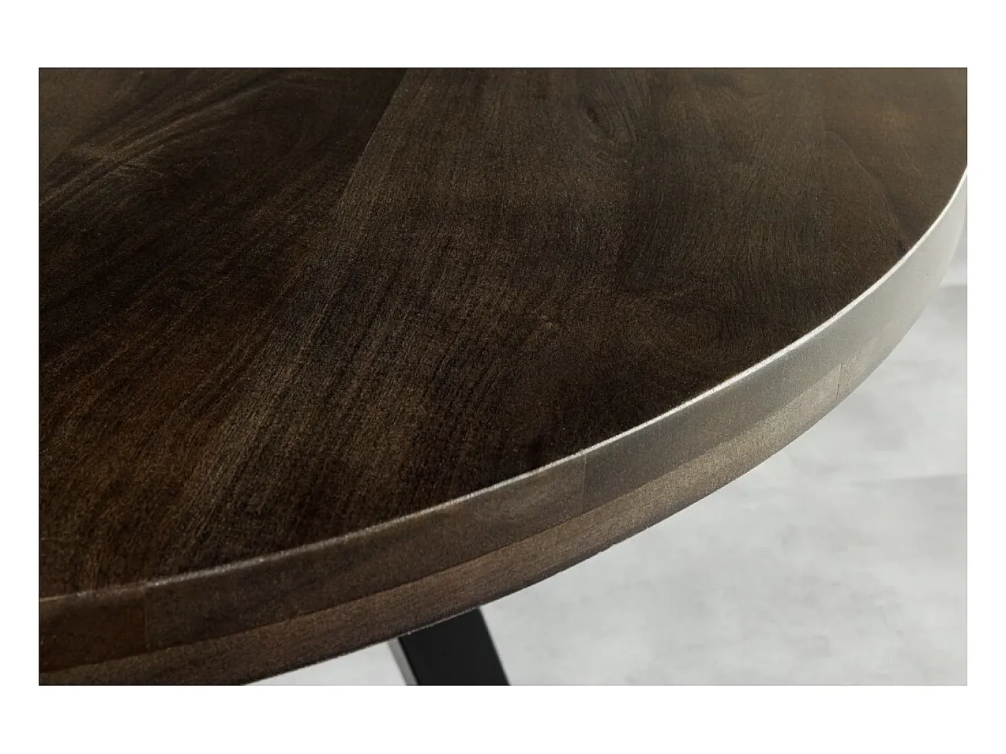 Mesa de comedor LODEN redonda 120 cm – Mesa industrial de madera maciza de mango y metal
