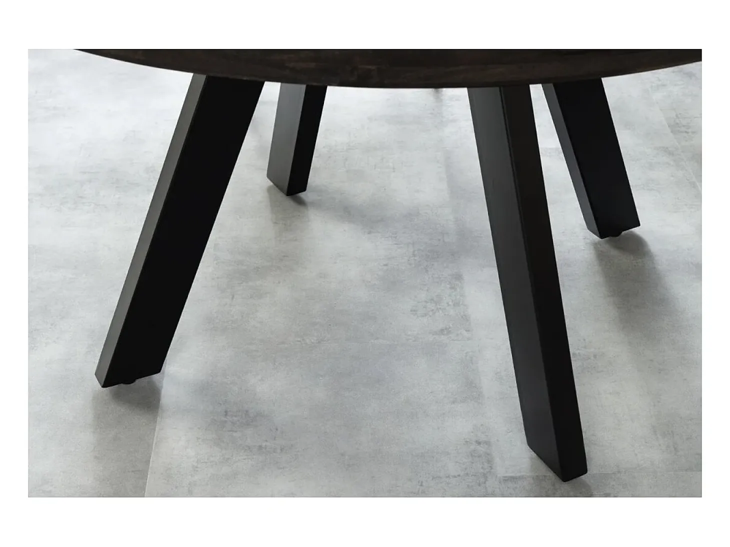 Mesa de comedor LODEN redonda 120 cm – Mesa industrial de madera maciza de mango y metal