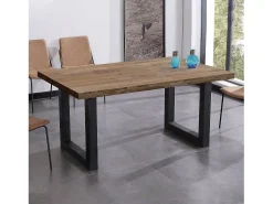Mesa de comedor Loft fija roble oscuro 75x160x100 cm Adec