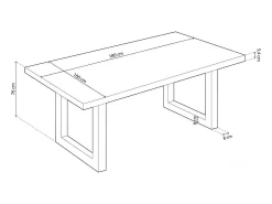 Mesa de comedor Loft rectangular diseño nórdico roble Nordish/negro 76x180x100 cm Adec