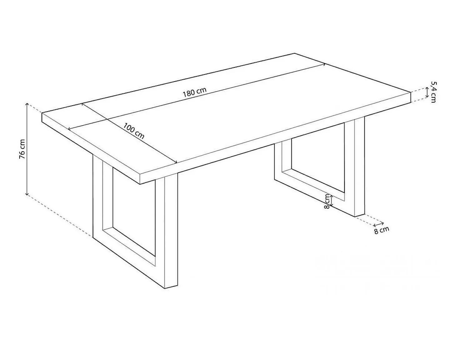 Mesa de comedor Loft rectangular diseño nórdico roble Nordish/negro 76x180x100 cm Adec