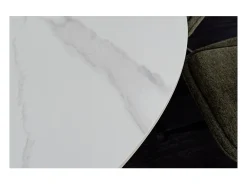 Mesa de comedor LUMEA – Redonda 120 cm – Efecto mármol blanco – Pie central ancho – Estilo contemporáneo