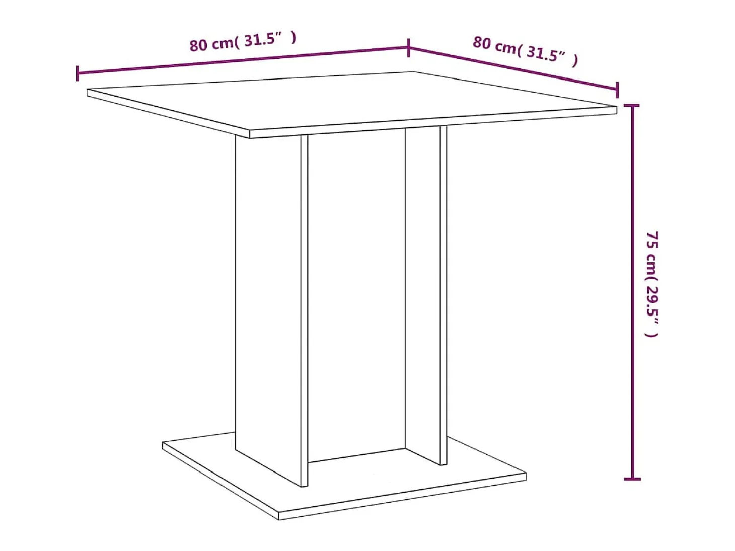 Mesa de comedor madera contrachapada roble marrón 80x80x75 cm