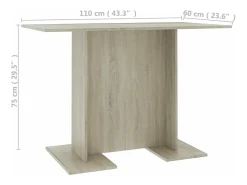Mesa de comedor madera contrachapada roble sonoma 110x60x75cm