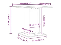 Mesa de comedor madera contrachapada gris hormigón 80x80x75 cm
