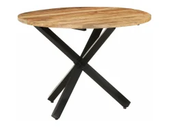 Mesa de comedor madera de mango rugosa redonda 100x100x75 cm