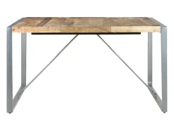 Mesa de comedor madera de mango rugosa 140x140x75 cm