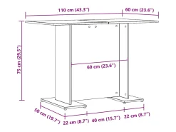 Mesa de comedor madera ingeniería roble artisan 110x60x75 cm
