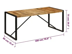 Mesa de comedor madera maciza de mango 180x90x75 cm