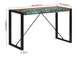 Mesa de comedor madera maciza reciclada 120x55x76 cm