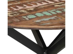 Mesa de comedor madera maciza reciclada y acero 110x78 cm