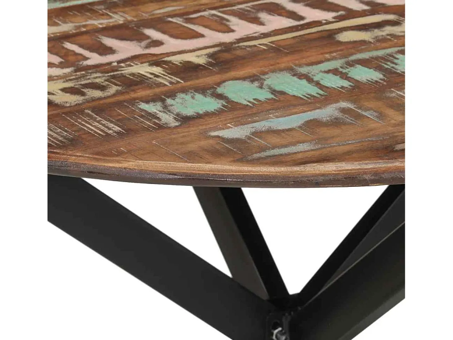Mesa de comedor madera maciza reciclada y acero 110x78 cm