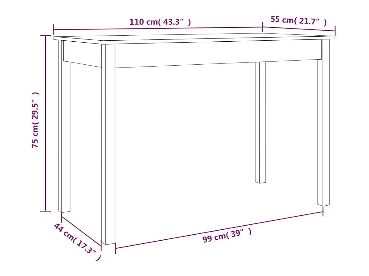 Mesa de comedor madera maciza de pino marrón cera 110x55x75 cm