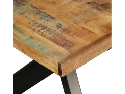 Mesa de comedor madera maciza reciclada y cruz de acero 180 cm