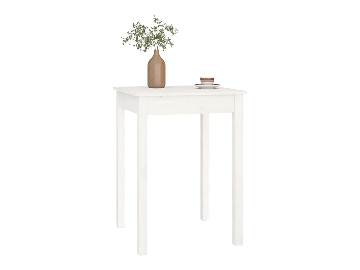 Mesa de comedor madera maciza de pino blanca 55x55x75 cm