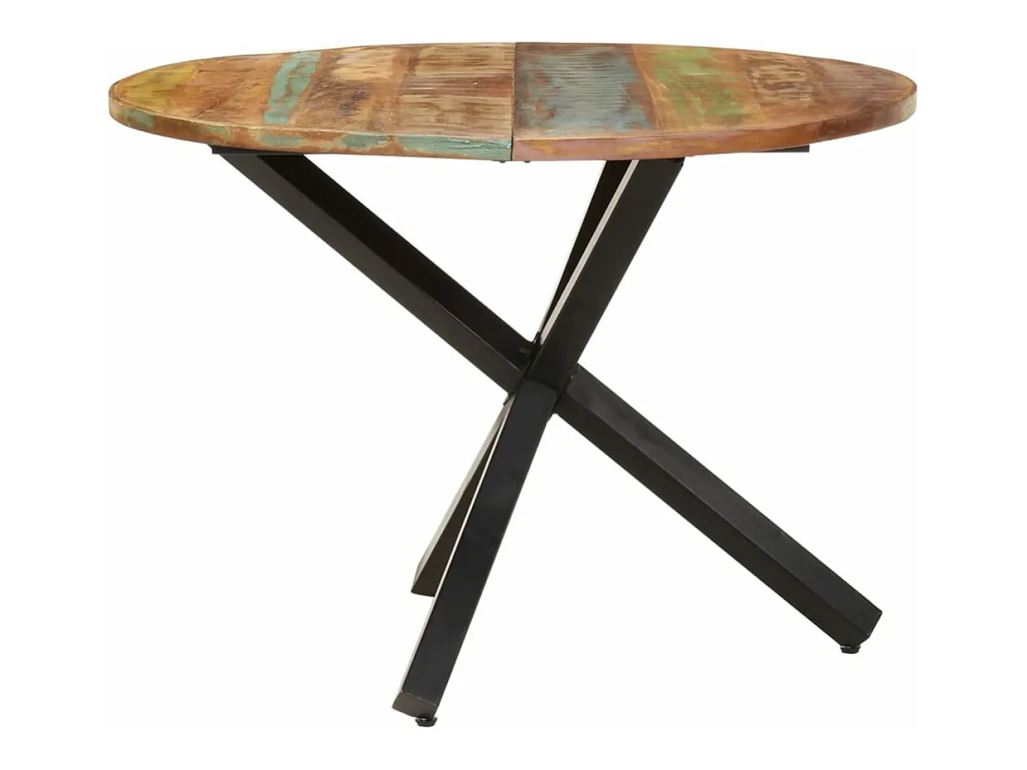 Mesa de comedor madera maciza reciclada redonda 100x100x75 cm