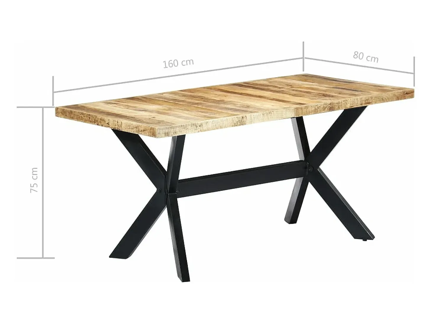 Mesa de comedor madera maciza de mango en bruto 160x80x75 cm