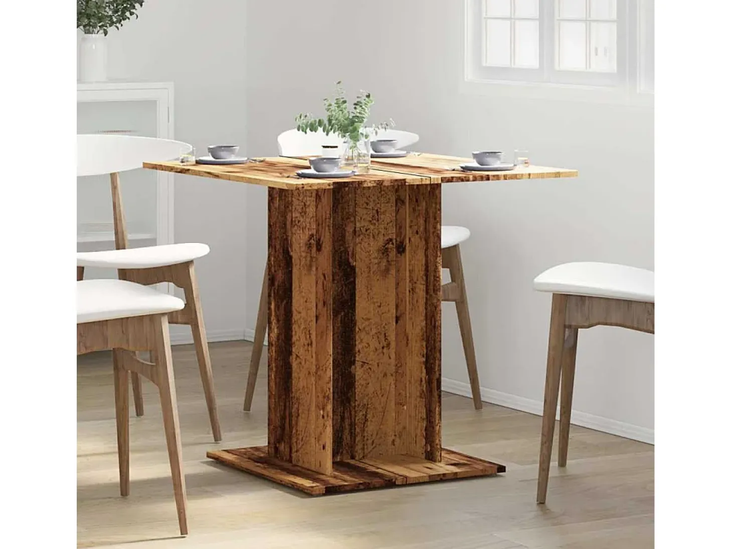 Mesa de comedor madera vieja 80x80x75 cm madera de ingeniería
