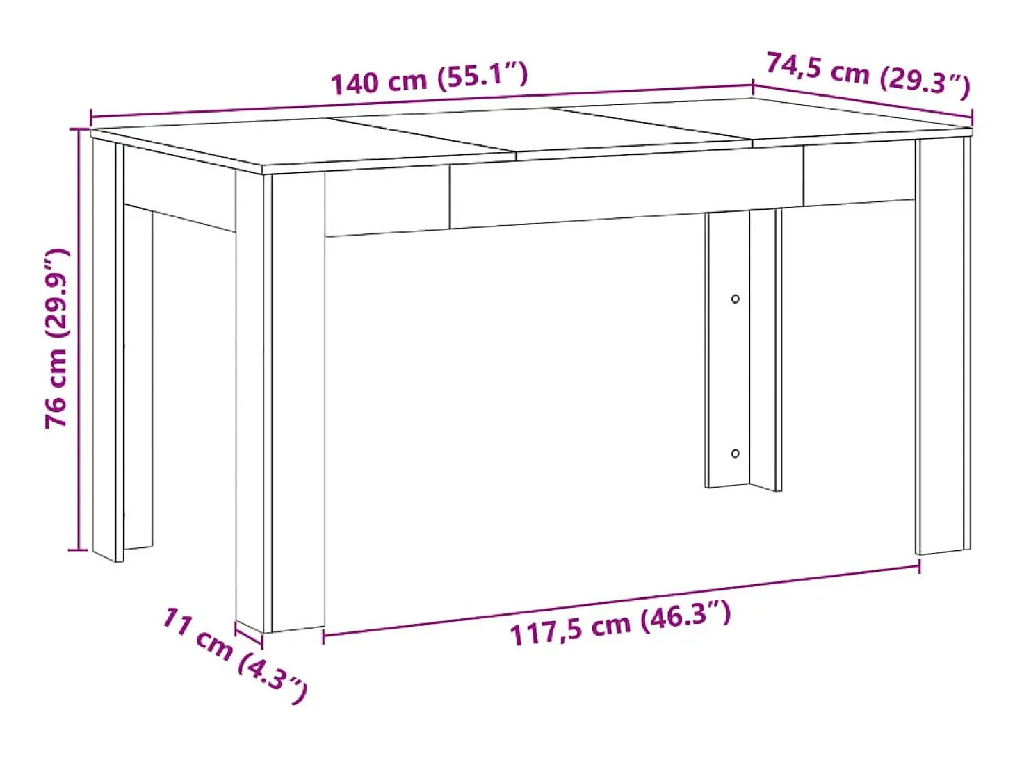 Mesa de comedor madera vieja 140x74,5x76 cm madera contrachapada