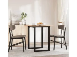 Mesa de comedor marco O madera maciza pino y hierro 60x60x75 cm ES252491