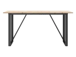 Mesa de comedor marco O madera maciza pino y hierro 140x80x75cm