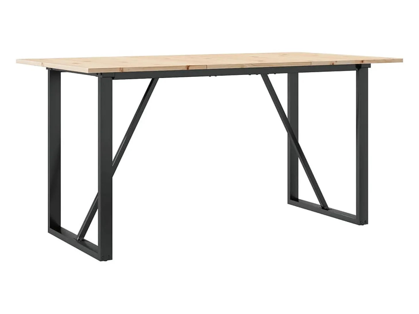 Mesa de comedor marco O madera maciza pino y hierro 140x80x75cm