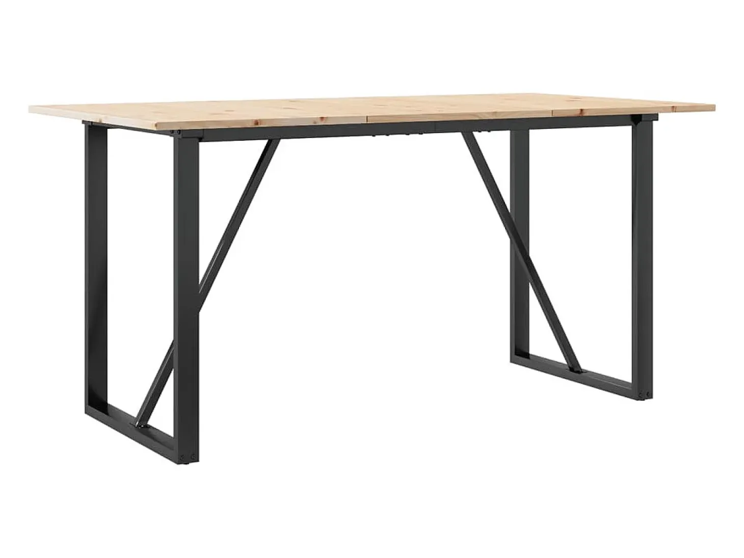 Mesa de comedor marco O madera maciza pino y hierro 140x80x75cm